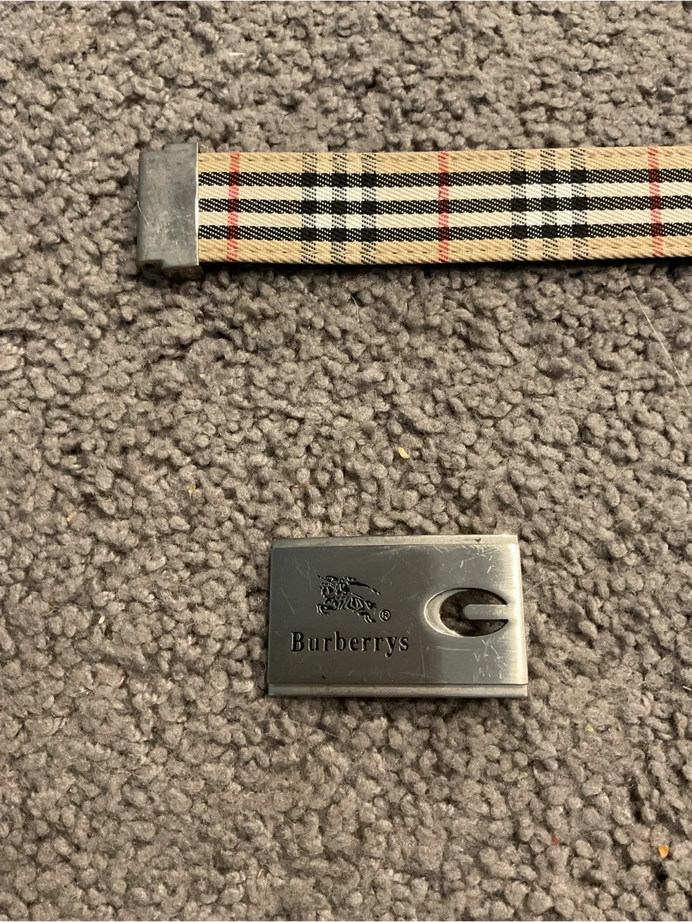 Burberry Vintage Plaid Nova Check Canvas Belt & Buckle Y2K Preppy